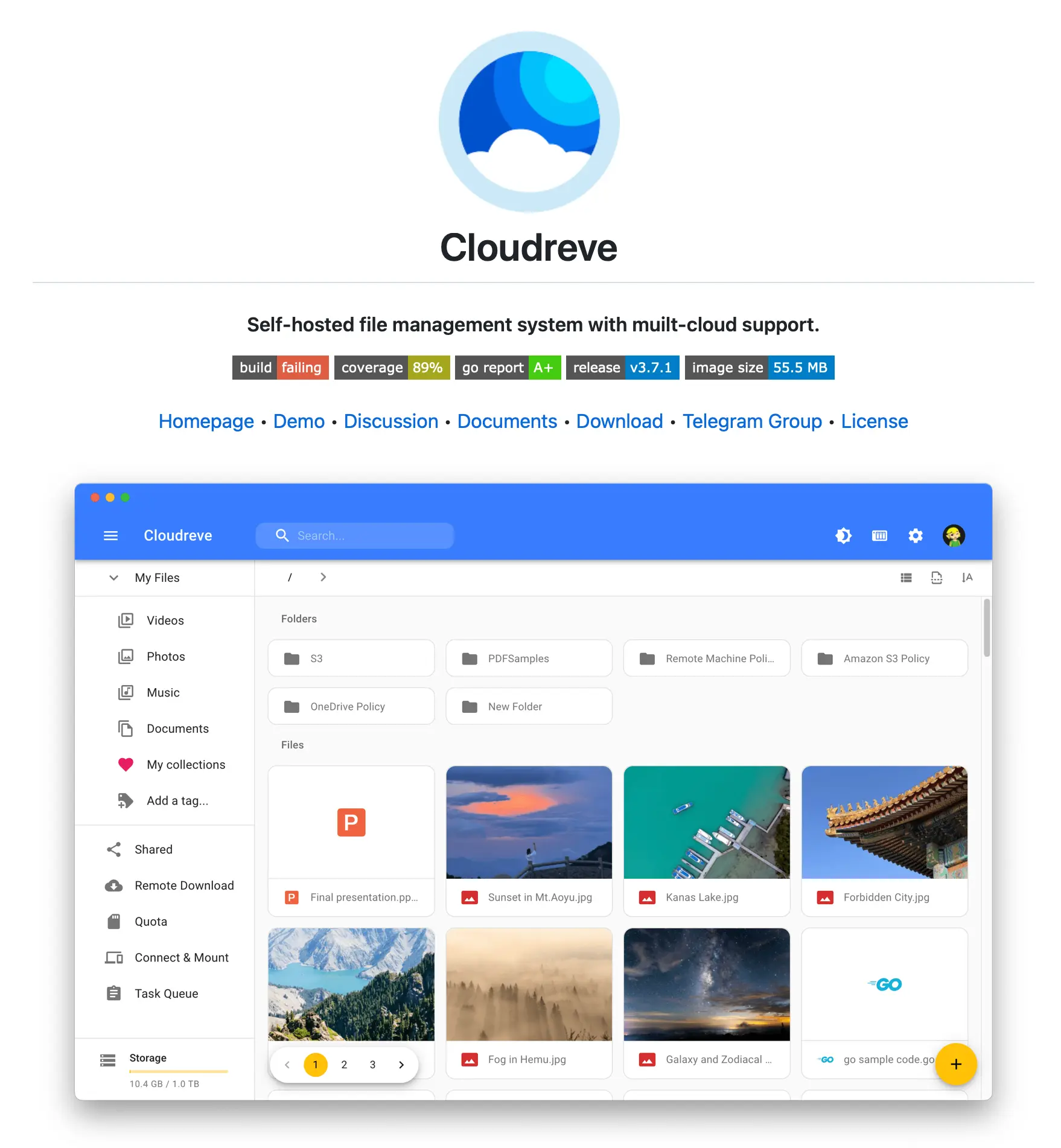 Cloudreve私人云盘，开源版与收费版的安装部署教程插图2